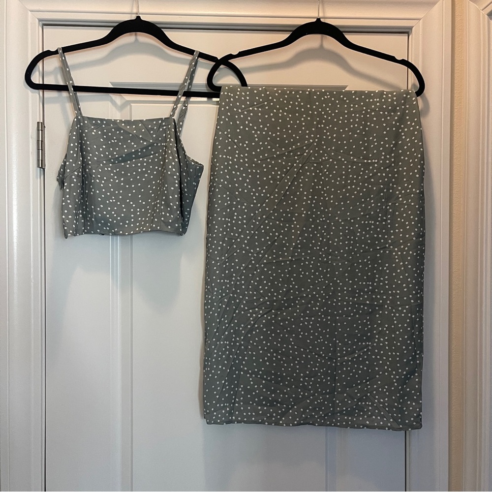 Polka Dot Olive Green Skirt